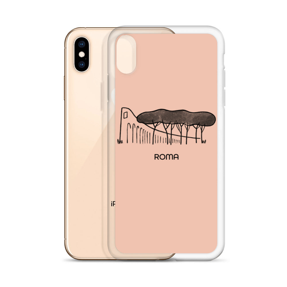 Roman Pine Trees on an iPhone Case - Rome's pink-colored buildings
