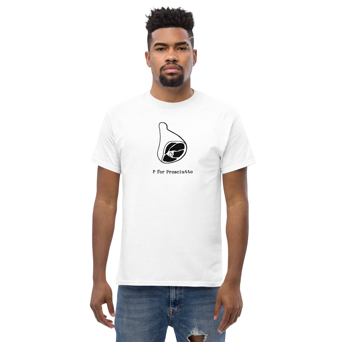 Prosciutto on a Men's classic tee