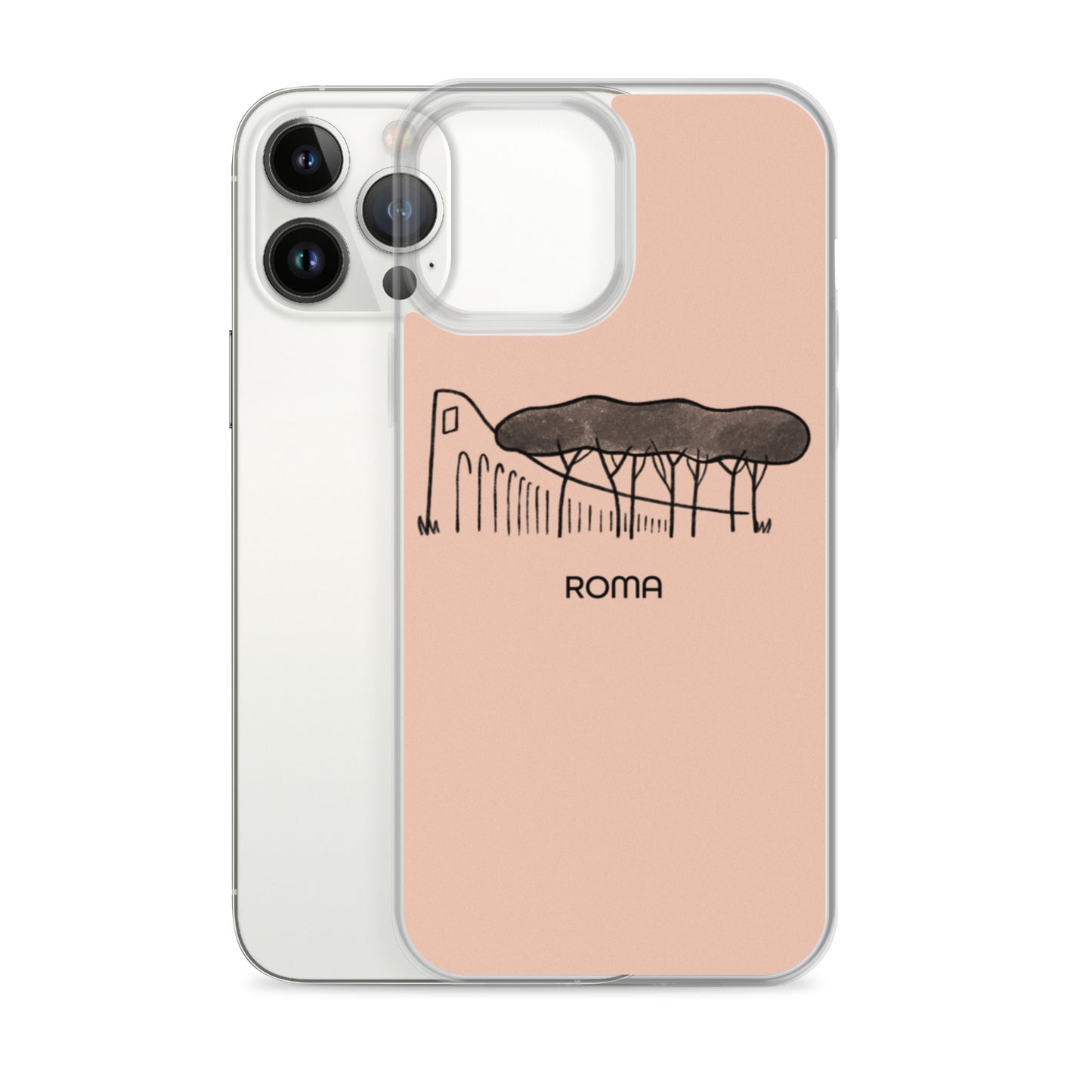 Roman Pine Trees on an iPhone Case - Rome's pink-colored buildings